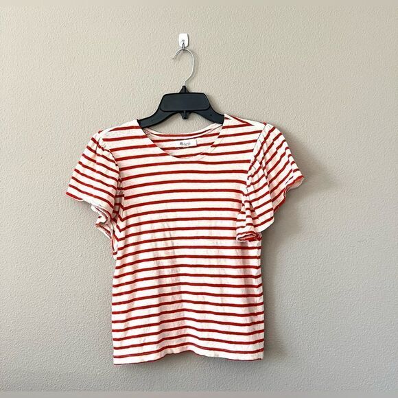 Madewell Striped Flutter Sleeve Top - Picture 1 of 6